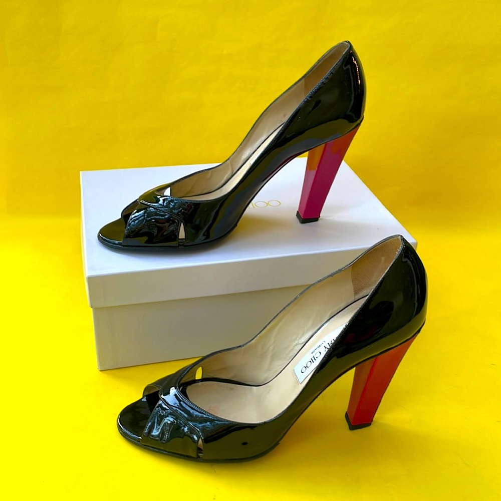 Multicolored Jimmy Choo patent leather heels in original box